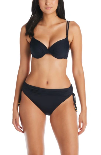 Shop Bleu By Rod Beattie All Tied Up Shirred Hipster Bikini Bottoms In Black