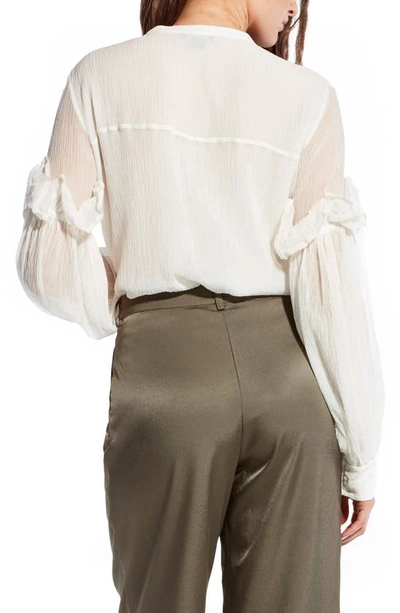 Shop As By Df Amber Balloon Sleeve Cotton & Silk Blouse In Ivory