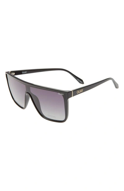 Shop Quay Nightfall 52mm Polarized Oversize Shield Sunglasses In Black/ Smoke Polarized