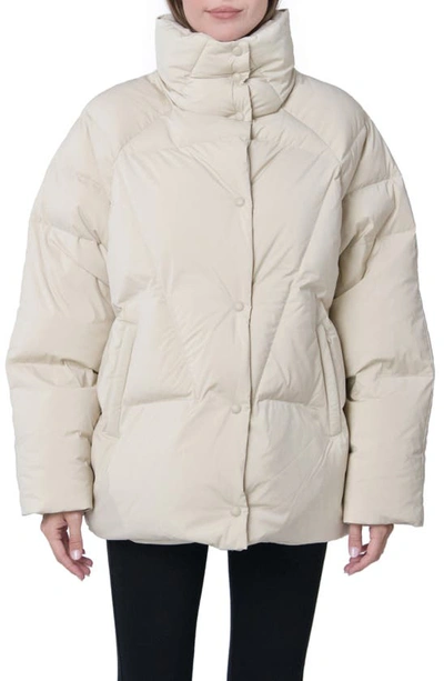 The Recycled Planet Company Ella Water Resistant Recycled Down Puffer Jacket In Brown Rice