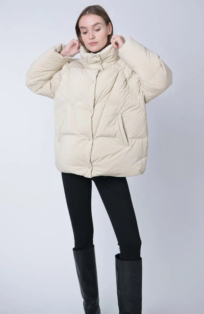 The Recycled Planet Company Ella Water Resistant Recycled Down Puffer Jacket In Brown Rice