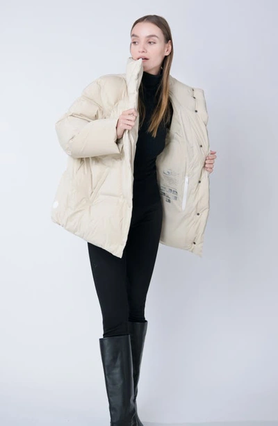 The Recycled Planet Company Ella Water Resistant Recycled Down Puffer Jacket In Brown Rice