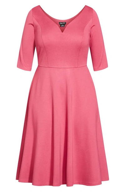 Shop City Chic Cute Girl Fit & Flare Dress In Rosey