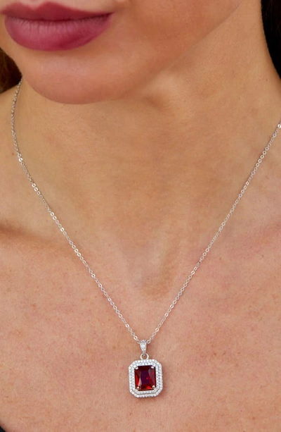 Savvy Cie Jewels Lab Created Gemstone Pendant Necklace In Red