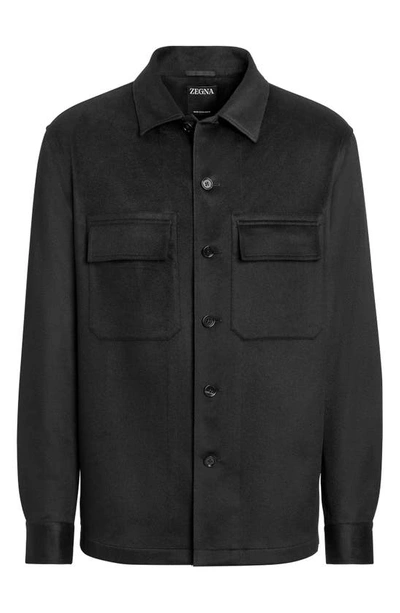 Zegna Pure Cashmere Overshirt In Black