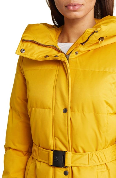 Shop Sam Edelman Belted Longline Puffer Jacket In Yellow