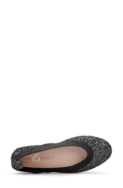 Shop Yosi Samra Kids' Miss Samra Ballet Flat In Black Chunky Glitter