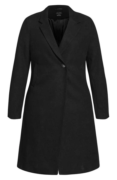 Shop City Chic Effortless Chic Coat In Black