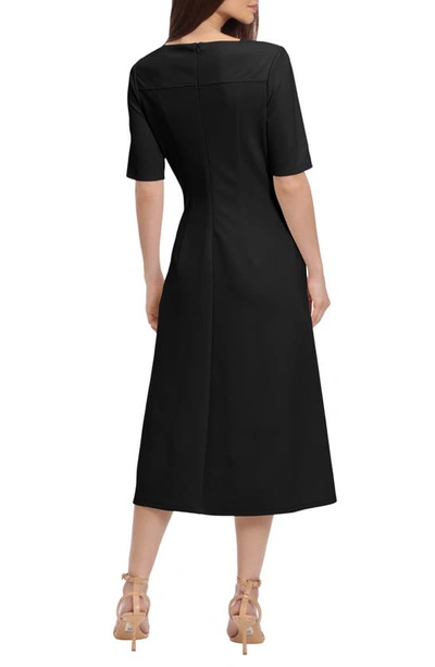 Maggy London Double Pleat A-line Midi Dress In Black