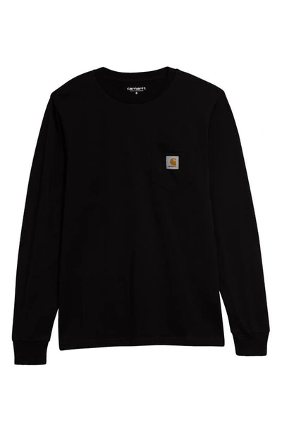 Shop Carhartt Work In Progress Long Sleeve Pocket T-shirt In Black