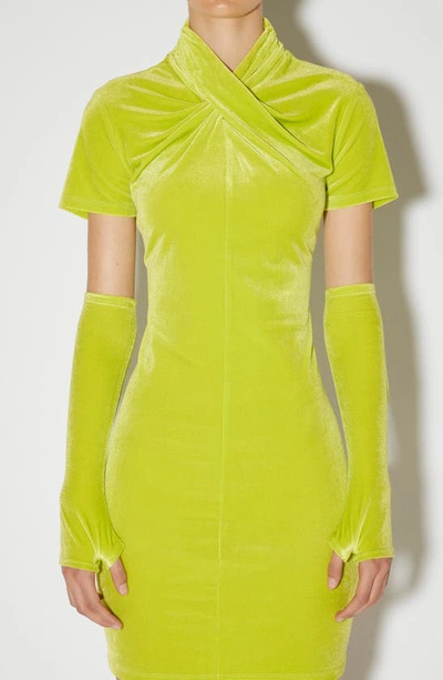 Shop Something New Short Sleeve Velvet Dress & Gloves Set In Sulphur Spring