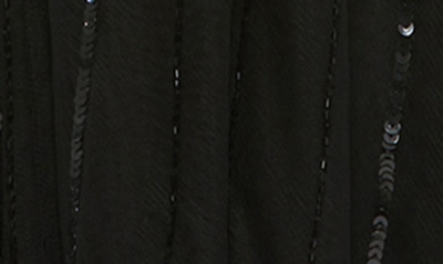 Shop Mac Duggal Sequin & Bead Stripe Long Sleeve Mesh Gown In Black