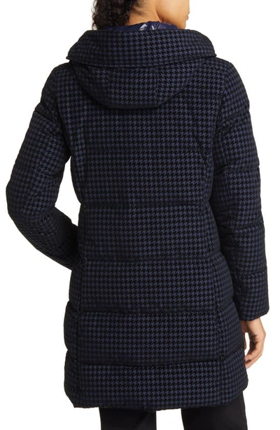 Shop Via Spiga Water Repellent Houndstooth Flocked Puffer Coat In Navy