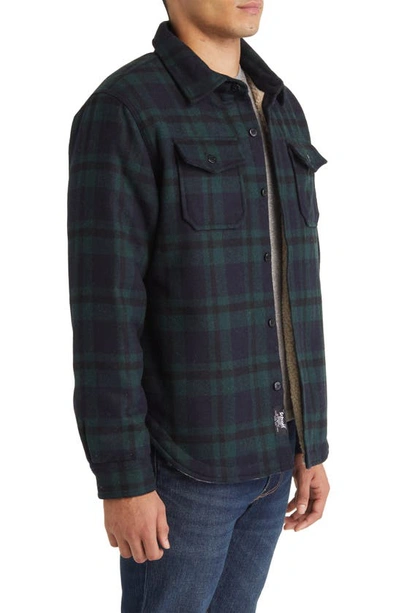 Shop Schott Plaid Wool Blend Shirt Jacket In Hunter Green
