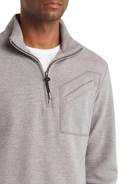 Billy Reid Quilted Half Zip Pullover In Medium Grey