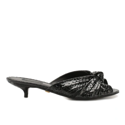 Shop Dolce & Gabbana Python Leather Mules In Black