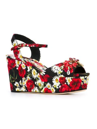 Shop Dolce & Gabbana Embellished Printed Sandals