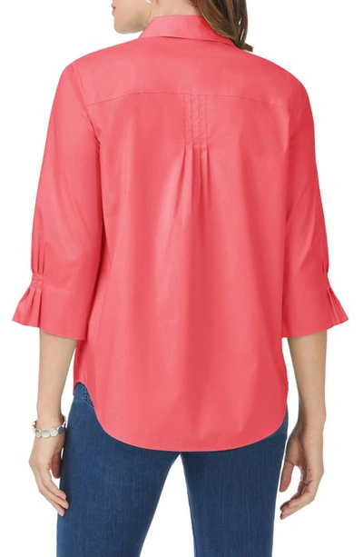 Shop Foxcroft Paulie Button-up Shirt In Coral Sunset