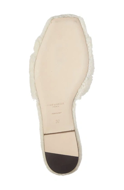 Shop Saint Laurent Tribute Genuine Shearling Slide Sandal In Naturale