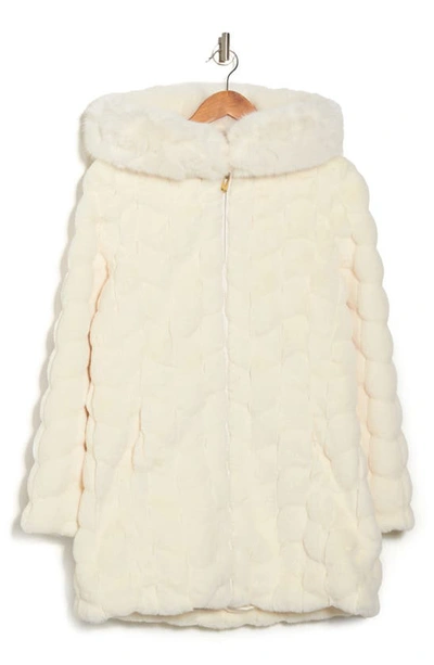 Shop Via Spiga Grooved Faux Fur Hooded Coat In Ivory