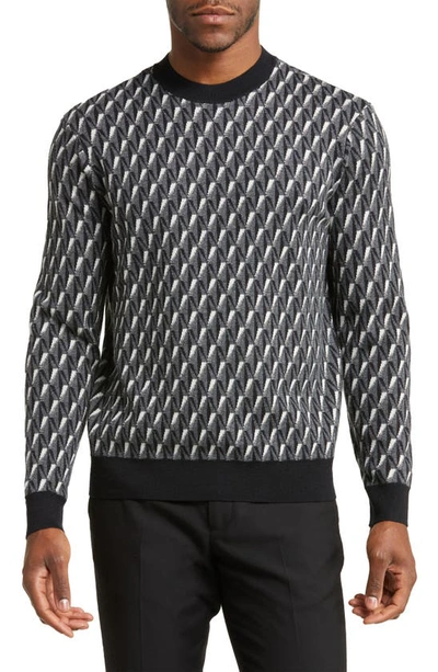 Emporio Armani Men's Geometric-print Wool Crewneck Sweater In Multi |  ModeSens