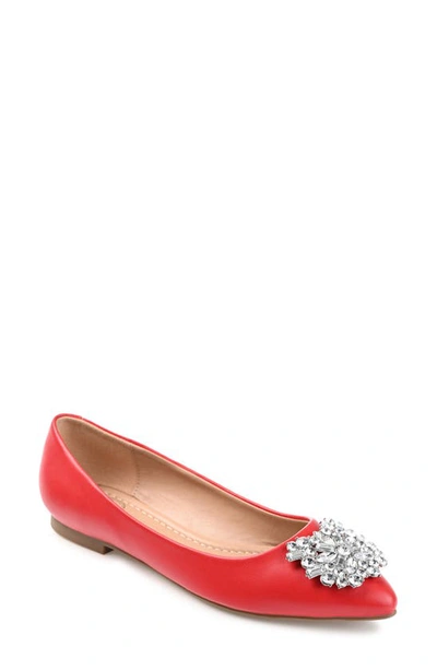 Shop Journee Collection Journee Renzo Embellished Flat In Red