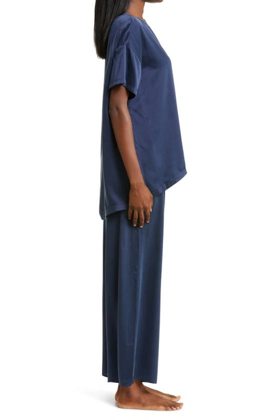 Lunya Washable Mulberry Silk T-shirt Pajamas In Deep Blue