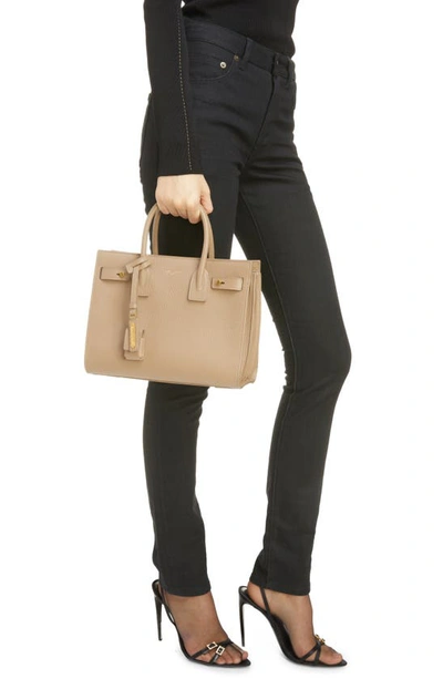 Saint Laurent Nano Sac De Jour Leather Tote In Dark Cappuccino