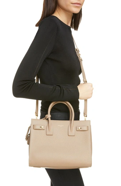 Saint Laurent Nano Sac De Jour Leather Tote In Dark Cappuccino