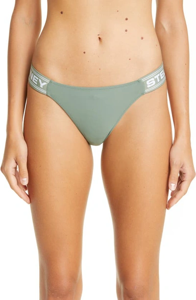Shop Stella Mccartney Swim Sporty Logo Bikini Bottoms In Khaki