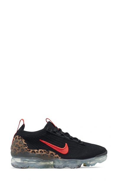 Nike Air Vapormax Flyknit 2021 "leopard" Sneakers In Black/ Habanero Red/ Praline