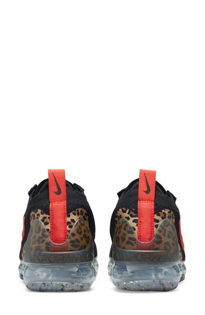 Nike Air Vapormax Flyknit 2021 "leopard" Sneakers In Black/ Habanero Red/ Praline