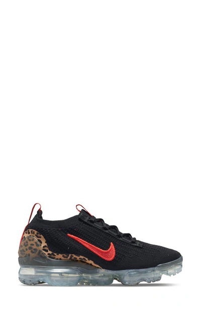 Nike Air Vapormax Flyknit 2021 "leopard" Sneakers In Black/ Habanero Red/ Praline