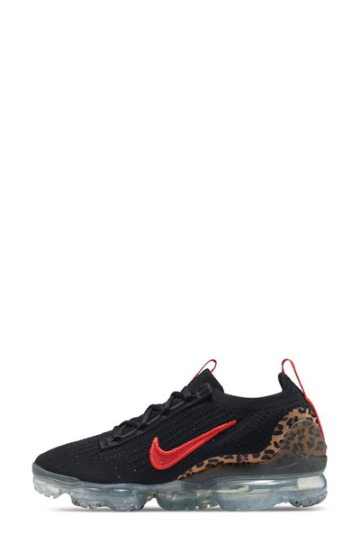 Nike Air Vapormax Flyknit 2021 "leopard" Sneakers In Black/ Habanero Red/ Praline