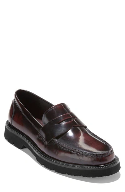 Shop Cole Haan American Classics Penny Loafer In Deep Burgundy/ Black