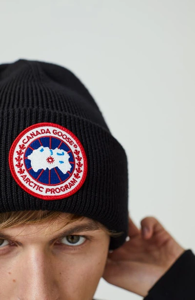 Shop Canada Goose Arctic Disc Merino Wool Toque Beanie In Cottongrass