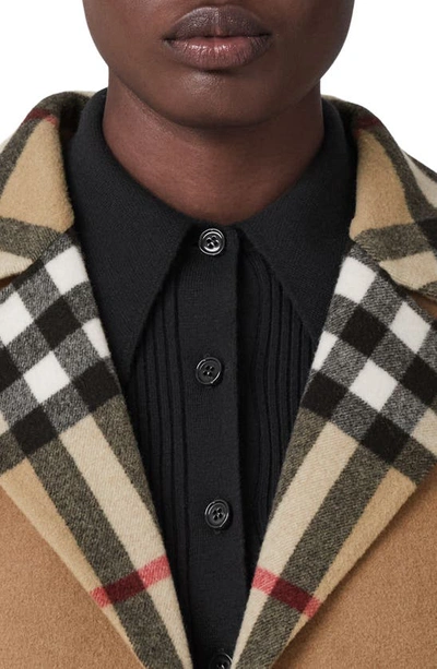 Shop Burberry Reversible Check Double Face Wool Coat In Archive Beige Chk
