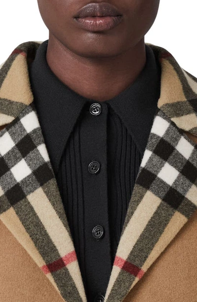 Burberry Reversible Check Double Face Wool Coat In Archive Beige Chk