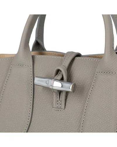 Shop Longchamp Roseau Leather Bag In Grey