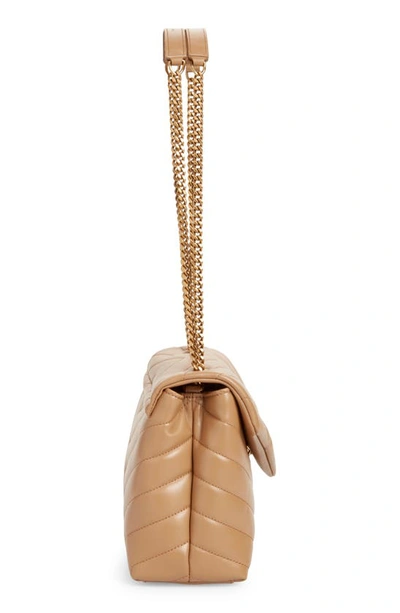 Shop Saint Laurent Small Loulou Chain Leather Shoulder Bag In Natural Tan