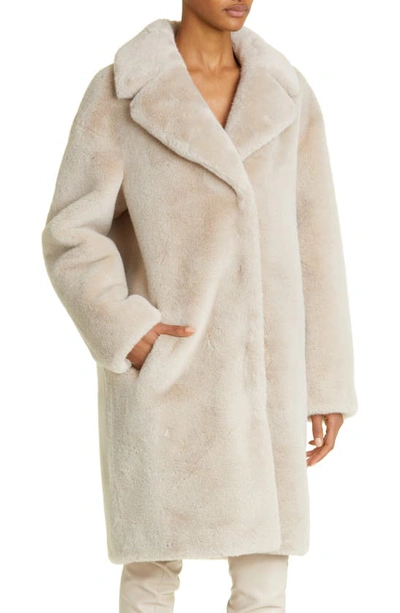 Shop Stand Studio Camille Long Faux Fur Cocoon Coat In Ecru