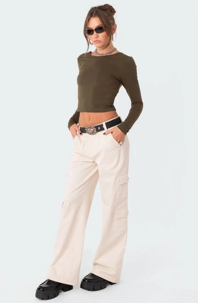 Edikted Haven Open Back Crop Top In Green