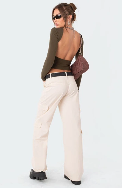 Edikted Haven Open Back Crop Top In Green