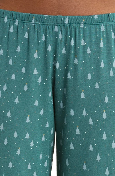 Shop Eberjey Gisele Print Jersey Knit Pajamas In Forest Foil Evergreen/ Ivory