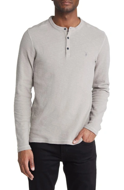 Shop Allsaints Muse Long Sleeve Thermal Henley In Shade Grey