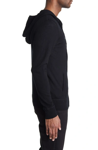 Shop Allsaints Mode Slim Fit Merino Wool Zip Hoodie In Black