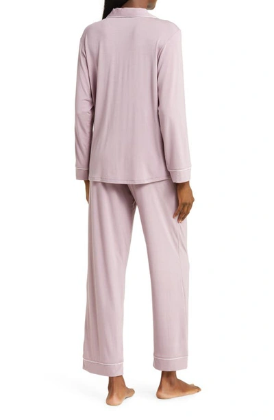 Shop Eberjey Gisele Jersey Knit Pajamas In Amethyst/ Ivory