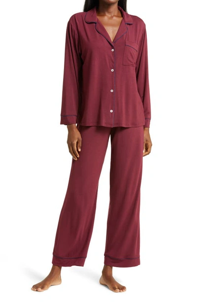 Shop Eberjey Gisele Jersey Knit Pajamas In Mulberry/ Navy