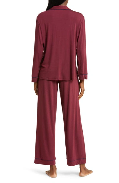Shop Eberjey Gisele Jersey Knit Pajamas In Mulberry/ Navy