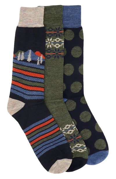 Shop Lorenzo Uomo Fairisle Big Dot Patterned Crew Socks In Navy